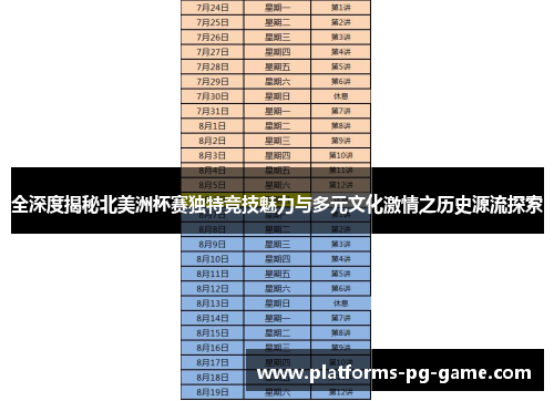 全深度揭秘北美洲杯赛独特竞技魅力与多元文化激情之历史源流探索 全深度揭秘北美洲杯赛独特竞技魅力与多元文化激情之历史源流探索
