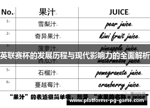 英联赛杯的发展历程与现代影响力的全面解析 英联赛杯的发展历程与现代影响力的全面解析